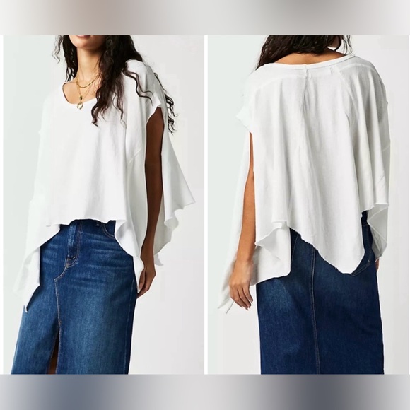 Free People Tops - Free People White Short Sleeve Top